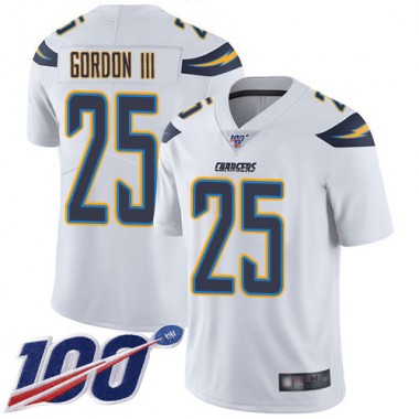 Los Angeles Chargers NFL Football Melvin Gordon White Jersey Men Limited 25 Road 100th Season Vapor Untouchable